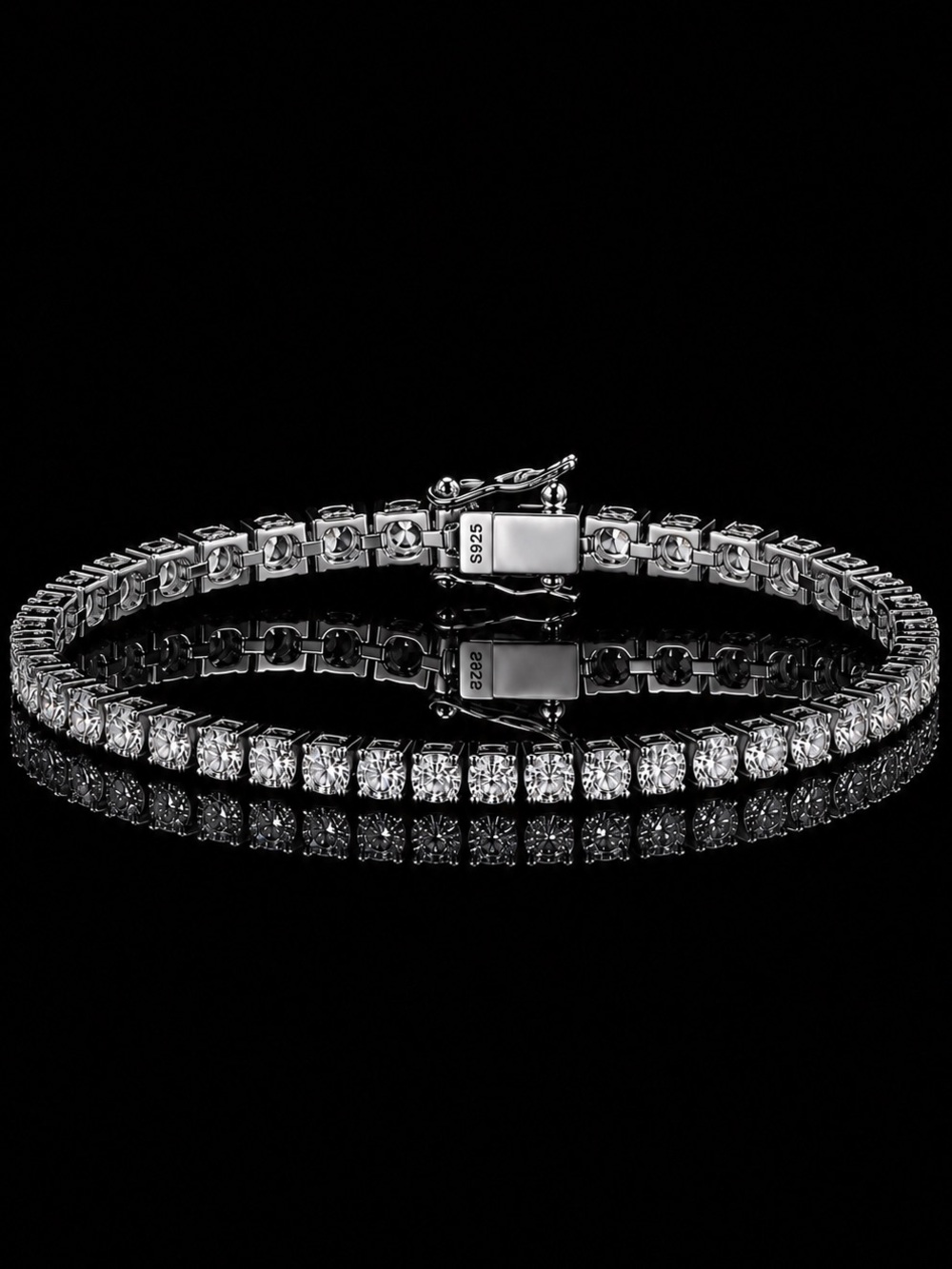925 Silver, 15.3CTW Moissanite Tennis Bracelet - 8.5”